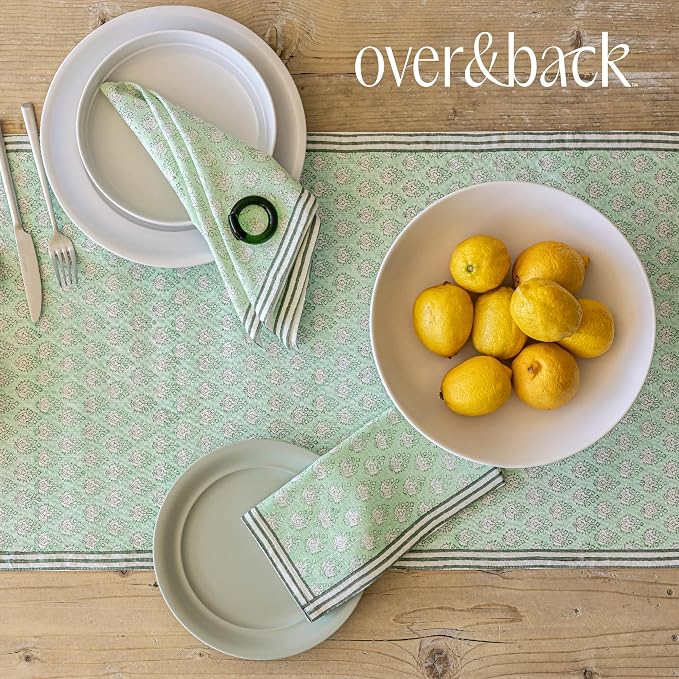 Over&Back 18x90 Hand-Blocked Printed Cotton Table Runner - Image 7