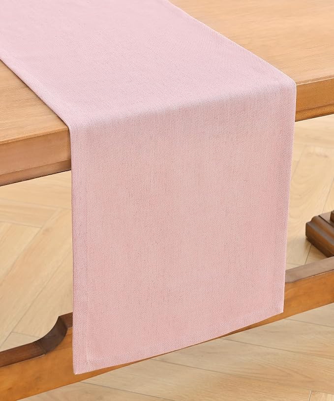 Wracra Linen Table Runner, Burlap Pink Table Runners 72 Inches Long | Rich - Image 7