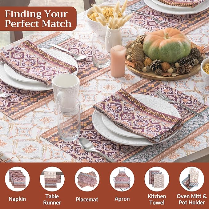 Maison d' Hermine Table Cloth Square Table 100% Cotton 60 x 60 Inches Fall Tablecloth Reusable Everyday Use for Thanksgiving Christmas Decorations Dining Farmhouse Party (Fair Isle)
