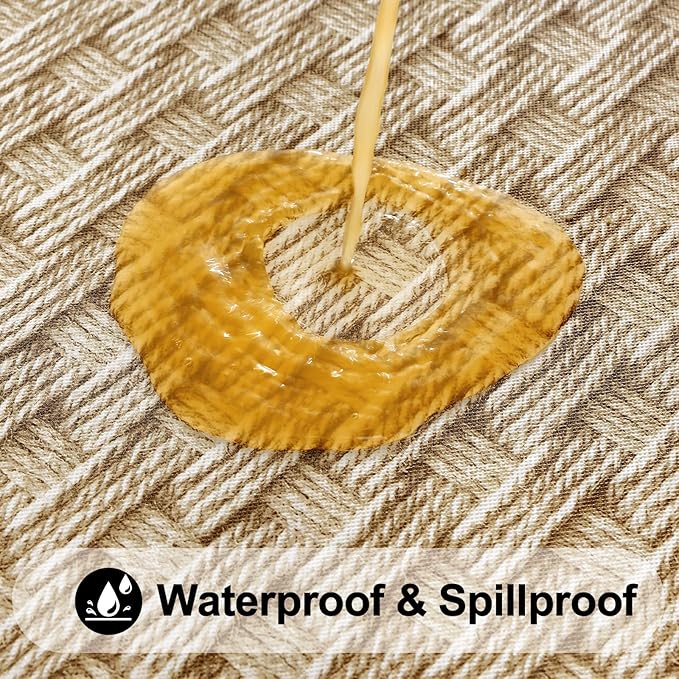 Smiry Rectangle Table Cloth Cover, Waterproof Elastic Fitted Picnic Tablecloth for 8 Foot Tables, Wipeable Flannel Backed Vinyl Tablecloths for Camping, Dining, Outdoor (Sand, 30" x 96")