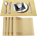 Placemats Set of 4,Washable,Heat and Stain Resistant Indoor/Outdoor Place mats,Vinyl Woven Non Slip Table Mats for Restaurant Table Protection,PVC Placemats(Gold 4PCS)