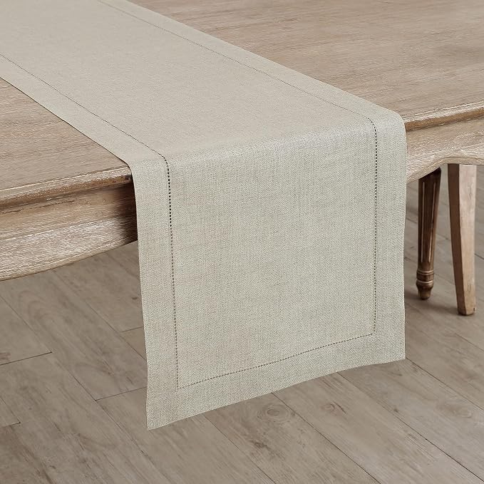 Solino Home 100% Pure Linen Dining Table Runner Natural Woven, 14 x 72 in | - Image 2