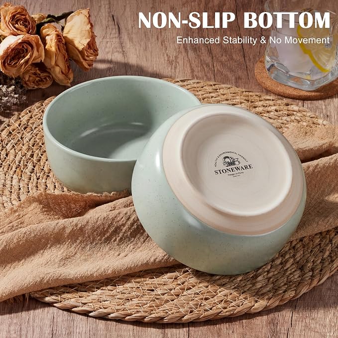 E-far Cereal Bowls Set of 4, 27oz Ceramic Deep Soup Bowls - Image 3