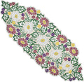 Spring Floral Beaded Table Runner, 13x36 | Glass beads, polyester backing by CLEENTABLE