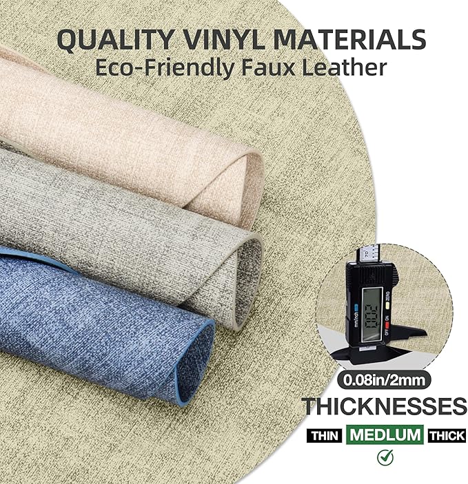 15 inch Faux Leather Round Placemats Set of 4 Non-Slip Washable Wipeable Table Mats, Heat Resistant Waterproof Oilproof Sage Green Place Mats for Kitchen, Dining, Party, Indoor, Outdoor