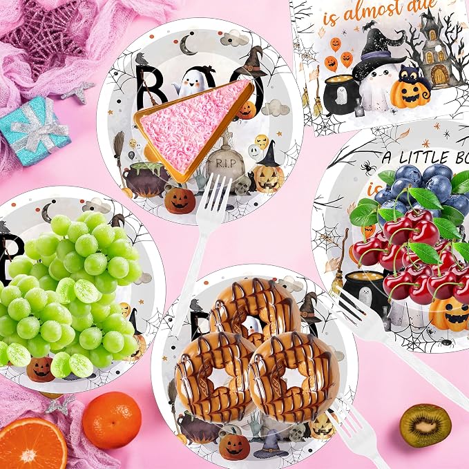 96 Pcs A Little Boo Is Almost Due Halloween Baby Shower Decorations, Ghost - Image 5
