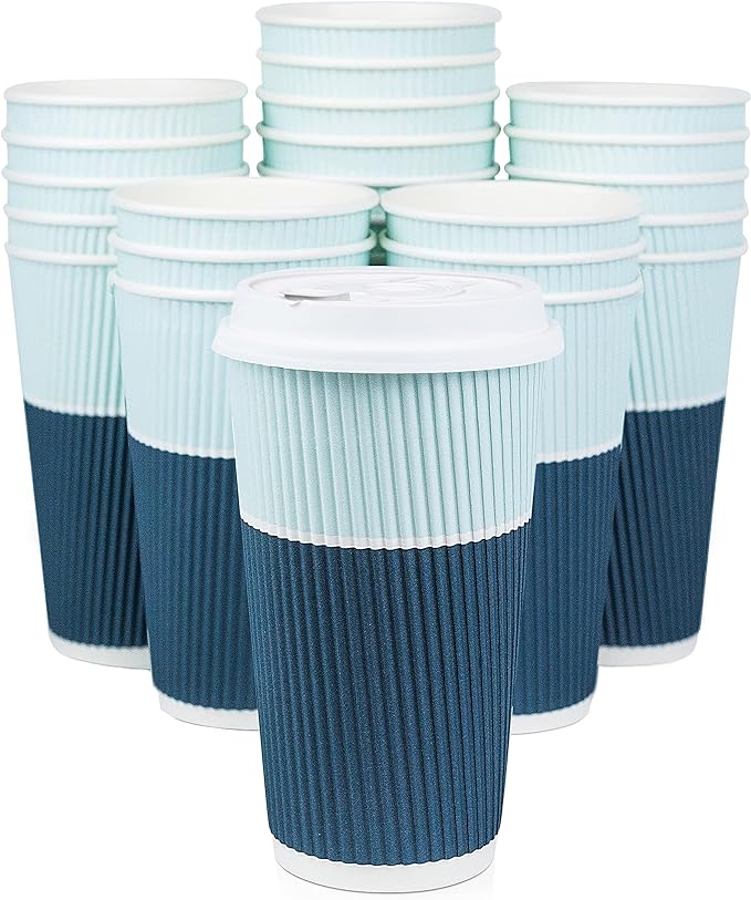 To Go Coffee Cups With Lids - 22 oz Disposable Coffee Cup With Lid. Large Togo by Glowcoast