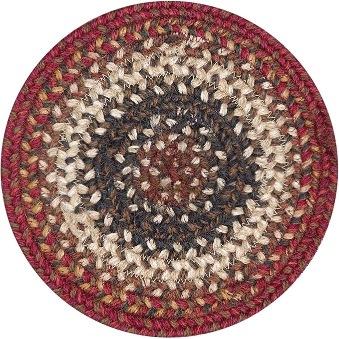 Homespice Chester Jute Braided Kitchen Trivets for Hot Dishes, Warm Cabin and Lodge Decor, Set of 6, Red 8" Round Heat Resistant Mat - Rich Colors, Easy to Clean, Durable and Protects Furniture
