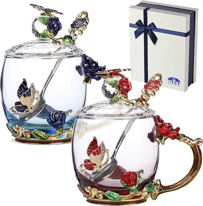 BTaT- Floral Glass Tea Cups by BrewToATea