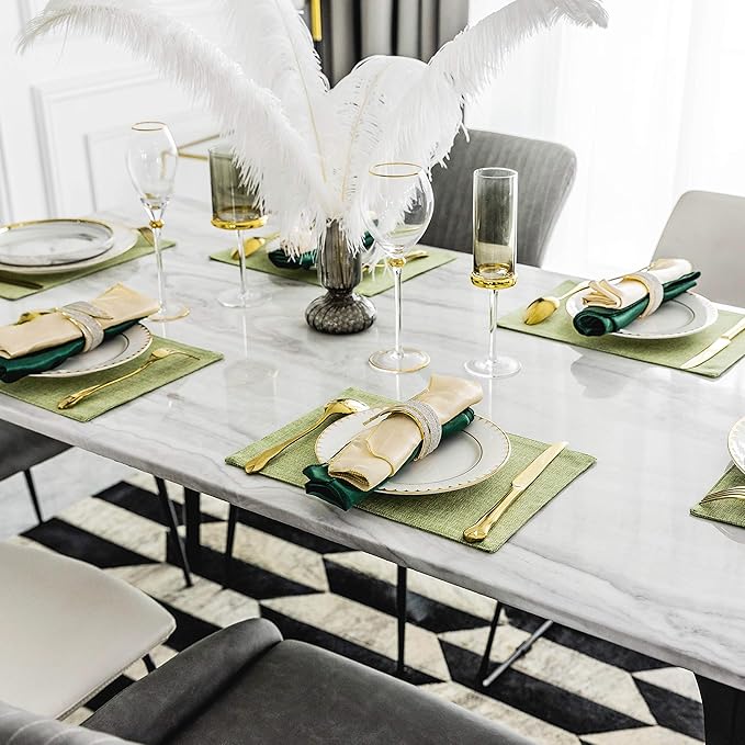 Home Brilliant Green Placemat Set of 4 Washable Place Mats Placemats Heat Resistant Sage Placemat for Dining Table Kitchen Table Mats Spring Dinner Decor, Grass Green