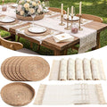 Boho Placemats 4/6/8 Set of Round Woven Placemat Macrame Style Bicolor by Gandeer