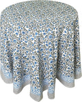 ATOSII Lake Como 100% Cotton Summer Round Tablecloth, Block Print Table Cloth for Dining, Weddings, Outdoors, Parties I Grand Millenial Farmhouse Coastal Boho Home Decor 60" Inches