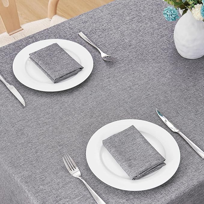 Rectangle Tablecloth Linen Textured Waterproof & Stain Resistant Table Cloth Wrinkle Free Decorative Fabric Farmhouse Table Cover for Dining/Party/Buffet/Wedding, 60 x 144 Inch, Dark Grey