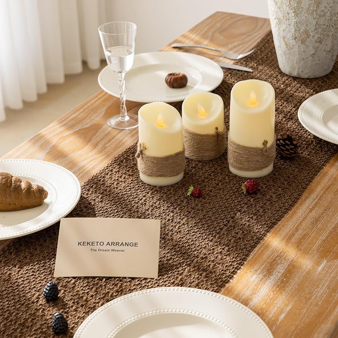 Fall Thanksgiving Boho Macrame Brown Table Runner 13x60 Inch | Woven Burlap - Image 5