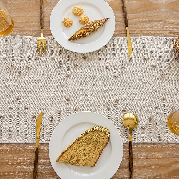 Joyfol Day Boho Table Runner 13 x 60 Inch, Farmhouse Stripe Cotton Table Runners - Image 4