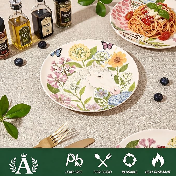 8.5 Inch Ceramic Plates Set of 4, Salad & Dessert Appetizer Plates | Kitchen - Image 7