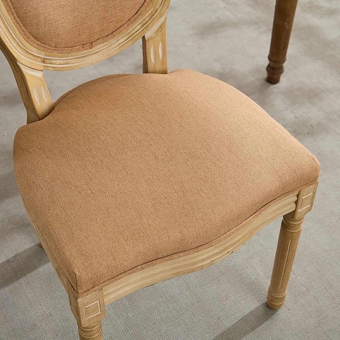 SoarFlash French Dining Chairs Set of 2, Vantage Dining Chair with Round Back, Wood Leg Farmhouse Country Dining Chair for Kitchen,Bedroom,Brown