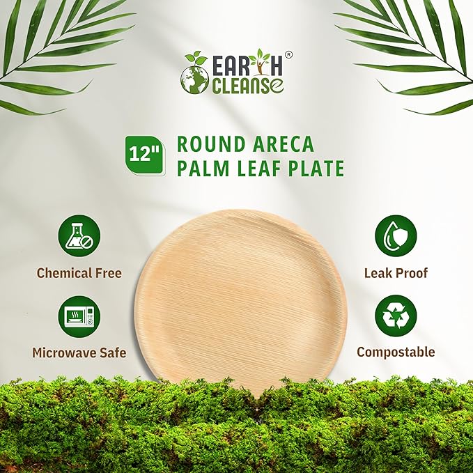 The Palm Dinnerware – Palm Plates 12 Inch Round (200 Pack) | Compostable & Biodegradable | Like Bamboo Disposable Plates | Oven & Microwave Safe | Eco-Friendly Party Dinnerware