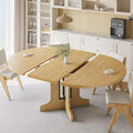 iPormis 59" Round Extendable Dining Table for 4-6, Modern Kitchen Table with Heavy Duty Pedestal Base & Wooden Top, Oval Dining Room Table for Dining Living Room, Easy Assembly, Oak