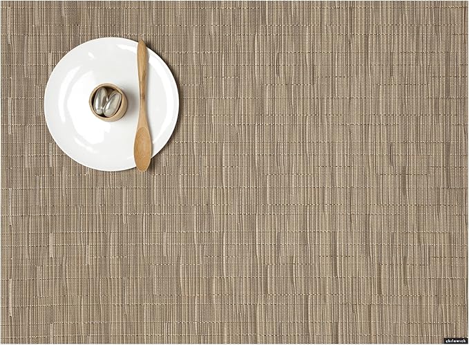 Chilewich Bamboo Placemats Set of 4 - Woven Rectangle Placemats - Reusable, Stain-Resistant, Indoor/Outdoor Tabletop Protection - 19" x 14" - Camel