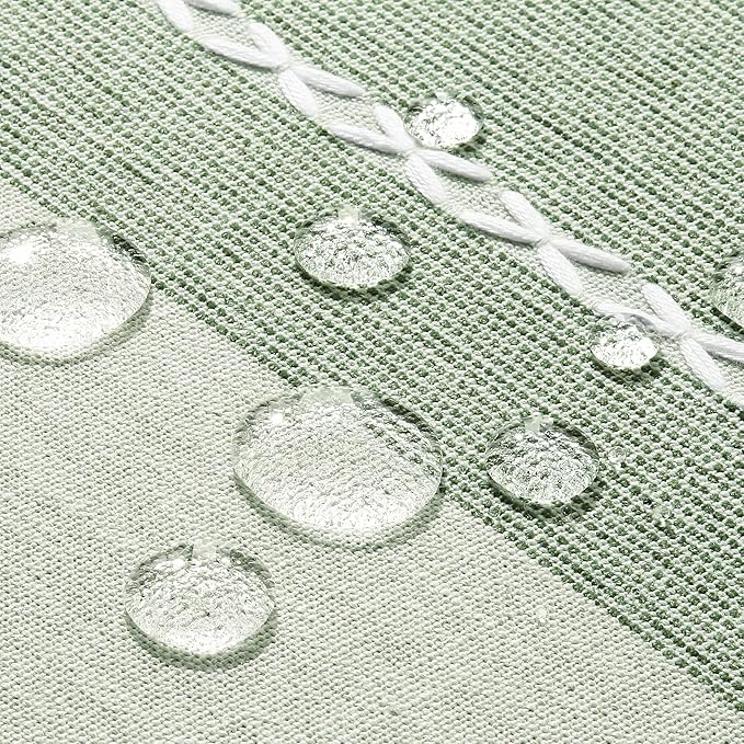 ZeeMart Contrast Linen Table Cloth Rectangle Table Cloths 60x84 Inch Green, Farmhouse Style Heavy Weight Sage Green Tablecloth, Water Resistant Burlap Tablecloths