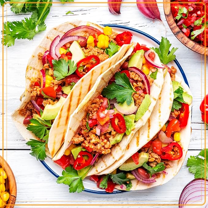 Nostalgia Taco Tuesday Heated Lazy Susan Taco Bar Serving Set for a Party with 4 Tortilla Holders, Fondue Pot for Burritos, Nachos, and Fajitas - 20 Oz. - Red