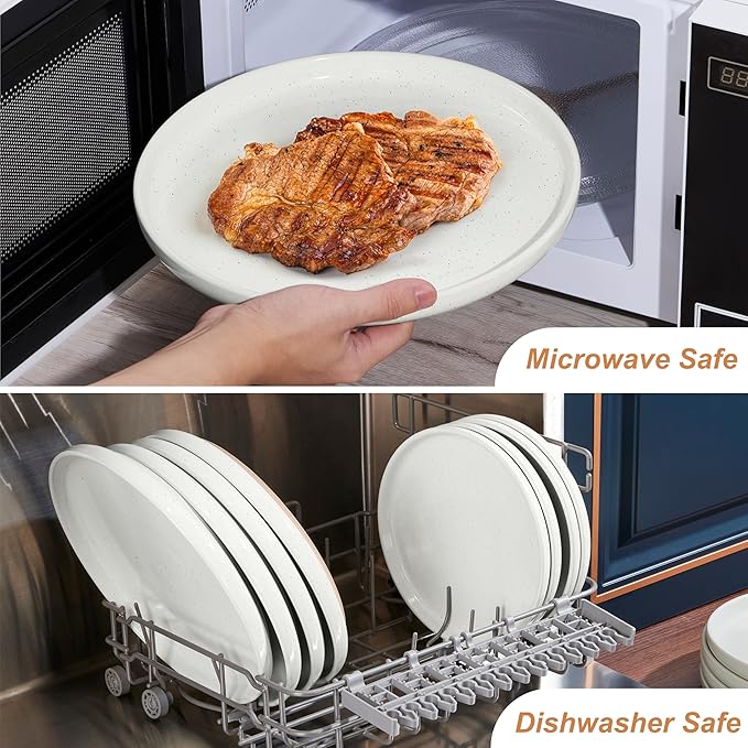LIANYU Stoneware Dinner Plates Set of 6, 7.75 Inch Small Ceramic Salad Dessert Plate for Kitchen, Porcelain Round Serving Dishes Set, Oven, Microwave & Dishwasher Safe, Scratch Resistant, Snowy White