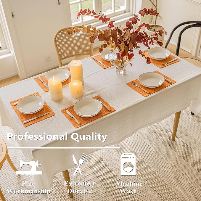 Home Brilliant Cloth Placemats Set of 6 Heat Resistant Dining Table Place Mats for Kitchen Table Fall Party Thanksgiving Decorations Decor, 13 x 19 inches, Orange