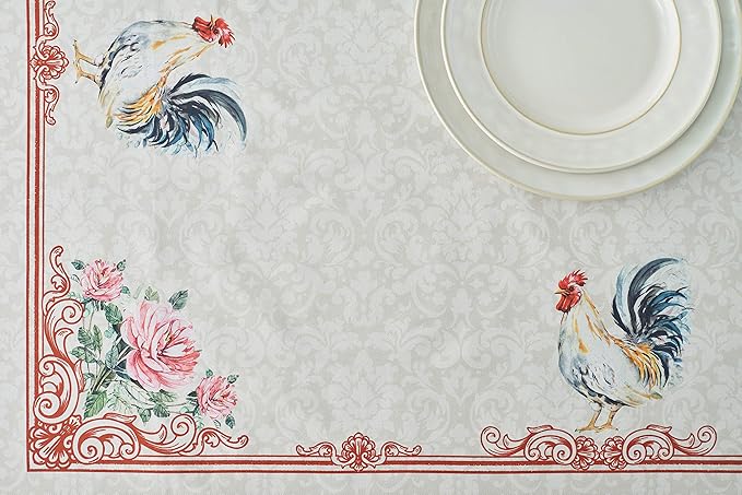 Maison d' Hermine Table Cloth Rectangle Table 100% Cotton 60 x 90 Inches Tablecloth Reusable Decorative Everyday Use for Dining Room, Farmhouse, Home, Party, Festive & Wedding Spring Summer - Campagne
