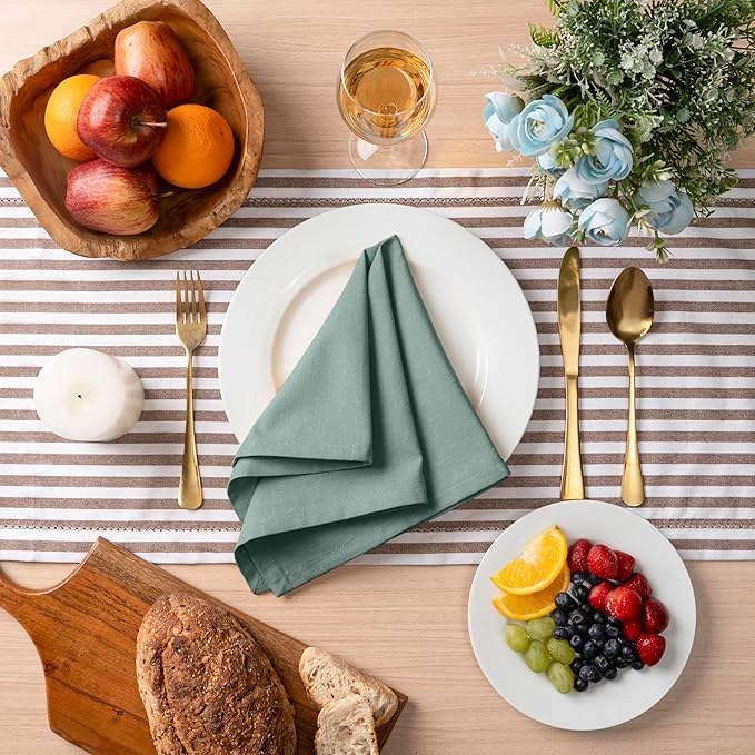 Blue Needles Solid Cloth Napkins Set of 12 Hunter Green 100% Cotton Dinner Napkins 18x18 inches - Soft, Reusable, Absorbent & Washable Linen, Ideal for Wedding Events, Parties & Everyday Use