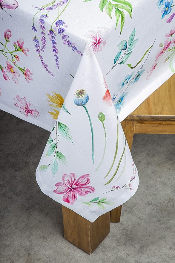 Maison d' Hermine Table Cloth Rectangle Table 100% Cotton 70 x 90 Inches Tablecloth Reusable Decorative for Dining Room Farmhouse Home Valentines Day Decorations Spring Summer - Just Floral