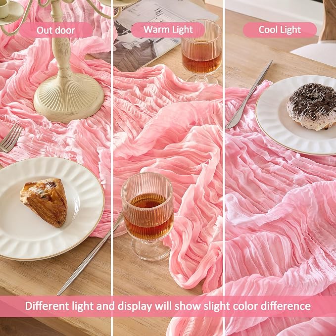6 Pack Light Pink Cheesecloth Table Runner Boho Gauze Home Decor | 120 Inch - Image 7