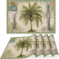 Tropical Tree Placemats Set of 4 Washable Table Place Mats for Dining Kitchen Party Decor