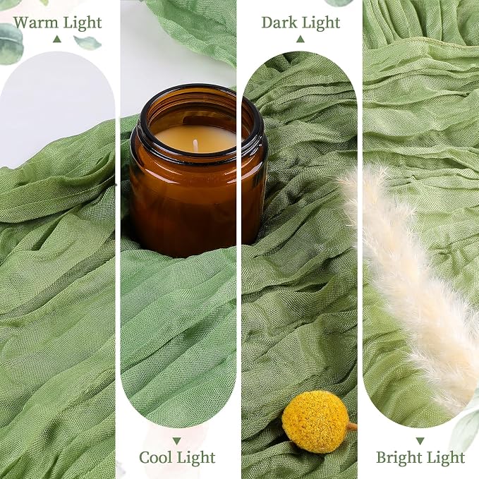 AGIRL Sage Green Cheesecloth Table Runner 10FT Boho Gauze Home Decor | Rustic - Image 4