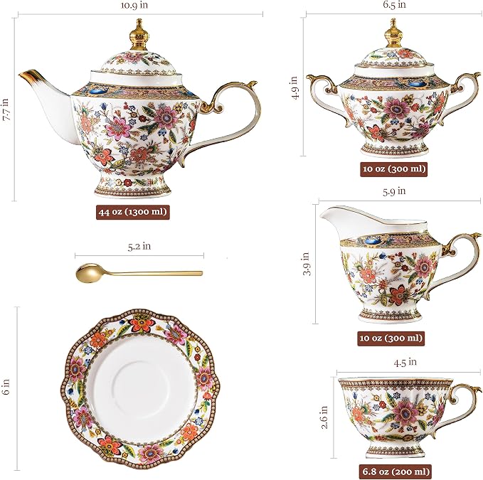 ACMLIFE Tea Set for Adults, Bone China Tea Set - Image 6