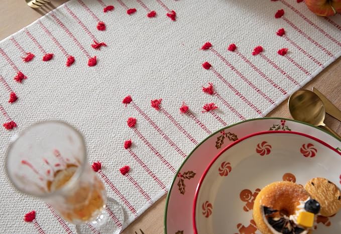 Christmas Table Runner 13 x 90 Inch Long Natural Cotton Woven Runner - Image 5