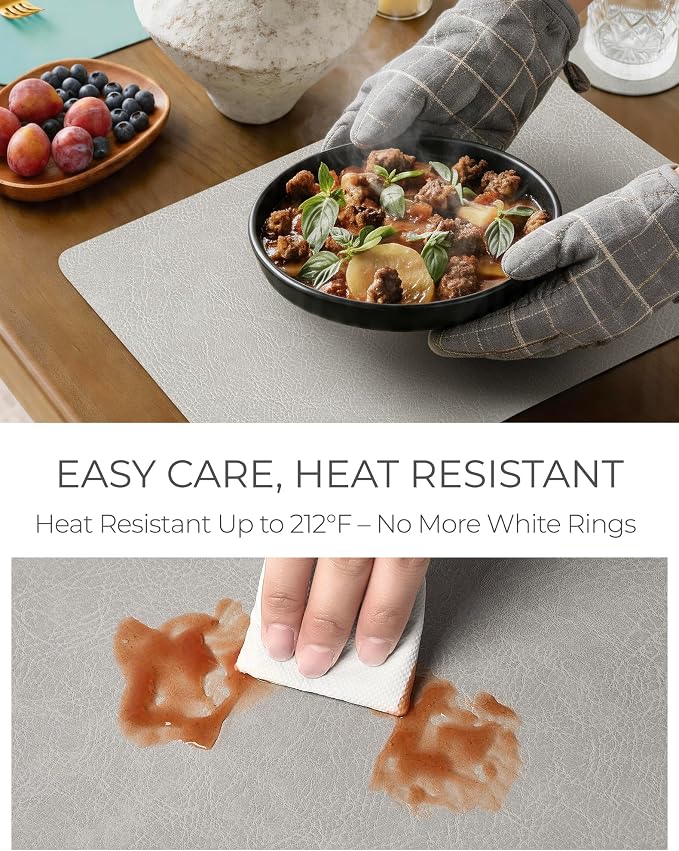 Leetaltree Reversible Faux Leather Placemats 12x17 Inch, Heat Resistant - Image 4