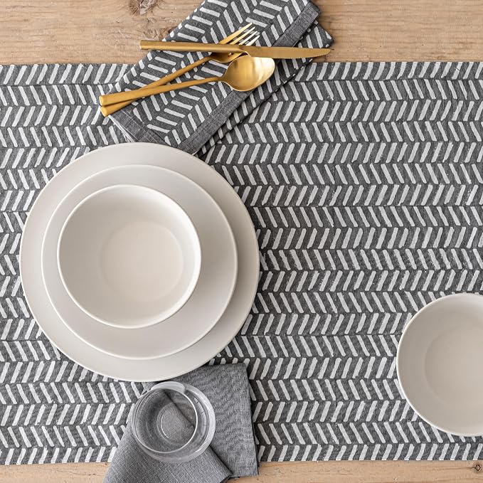 over&back 18x108 Hand-Blocked Printed Cotton Table Runner - Image 8