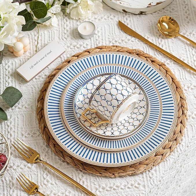 CwlwGO- Bone China Tea Cup Sets, 15-Pieces Tea Cup and Saucer Set Service - Image 3