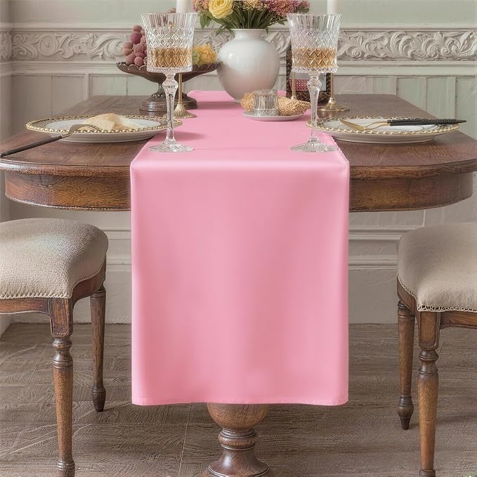 Pink Table Runner, Waterproof Washable Runners 48 Inches Long | Reusable 12x48 by KAIPHO