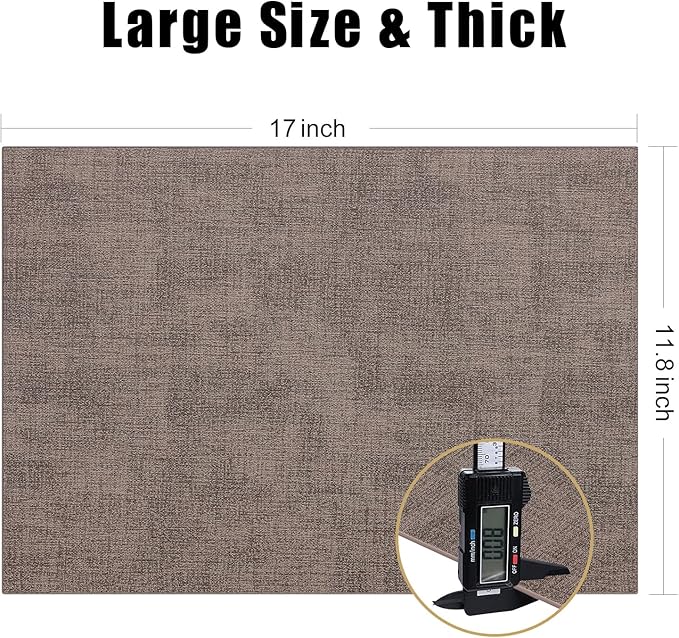 Homaxy Faux Leather Heat Resistant Placemats for Dining Table Set of 4, Waterproof Wipeable Washable PU Table Mats, Easy to Clean Anti-Slip Place Mats, 11.8" x 17", Dark Brown