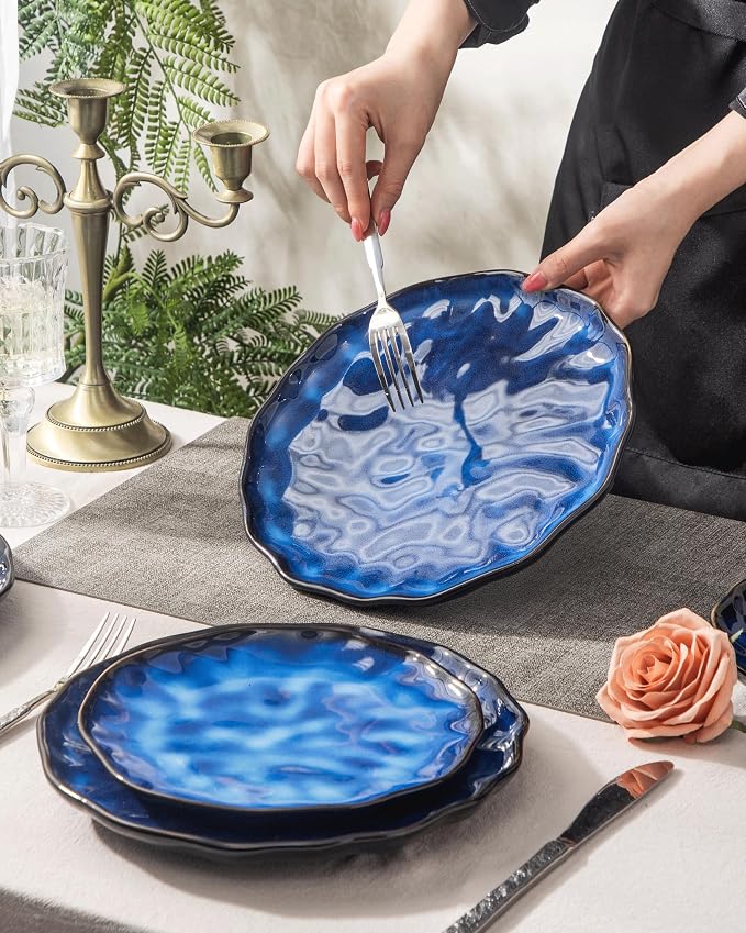4-piece set, natural active glaze plate and bowl set, microwave and dishwasher - Image 3