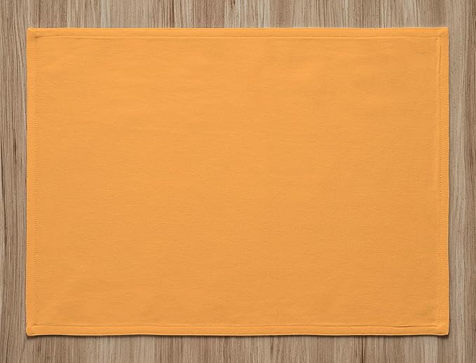 Calicot Placemats Set of 6 100% Cotton Washable Cloth Place Mats, Reusable Table Mats for Spring/Summer & Thanksgiving Christmas Decorations Kitchen Dining Party Wedding (Apricot Yellow, 13" x 19")