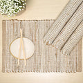 Natural Jute and Ivory Placemats, 13x19 Inch Dining Table Placemats by ChardinHome