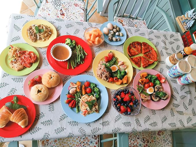 60PCS Colorful Disposable Plastic Plates, Heavy Duty Plates - Image 8