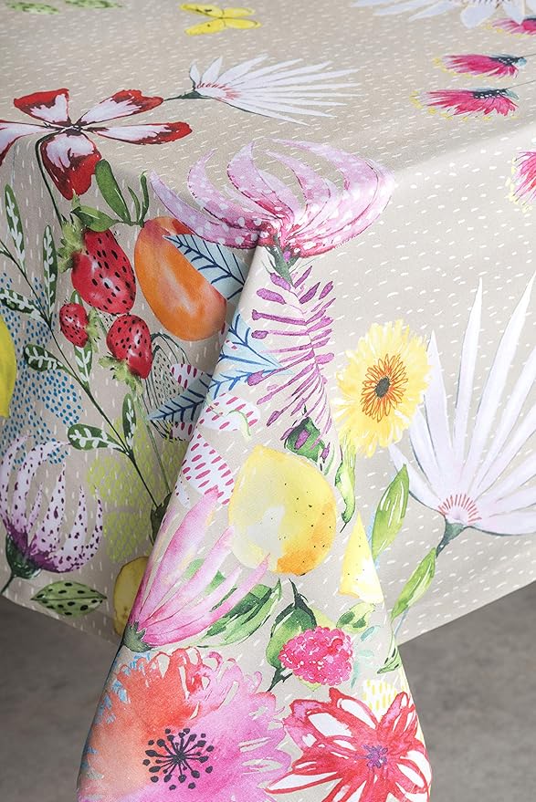 Maison d' Hermine Table Cloth Square Table 100% Cotton 60 x 60 Inches Tablecloth Reusable Decorative for Dining Room Farmhouse Home Valentines Day Decorations Spring Summer - Jardin D'Ete - Fog