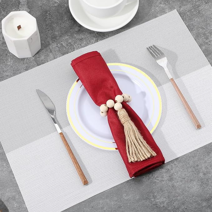 24 Pcs Wood Bead Napkin Rings - Image 3