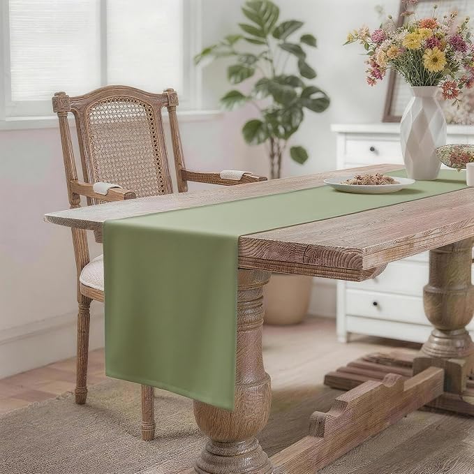 MEANMOY Sage Green Table Runner 72 Inches Long Waterproof Table Runners | - Image 2