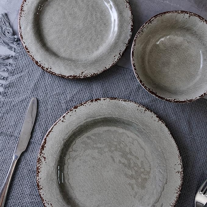 LEHAHA Melamine Salad Bowls Set, 7”x2” Round Small Pasta Bowls Set, Set of 6 Melamine All Purpose Bowl sets, Great for Everyday Use, Warm Gray