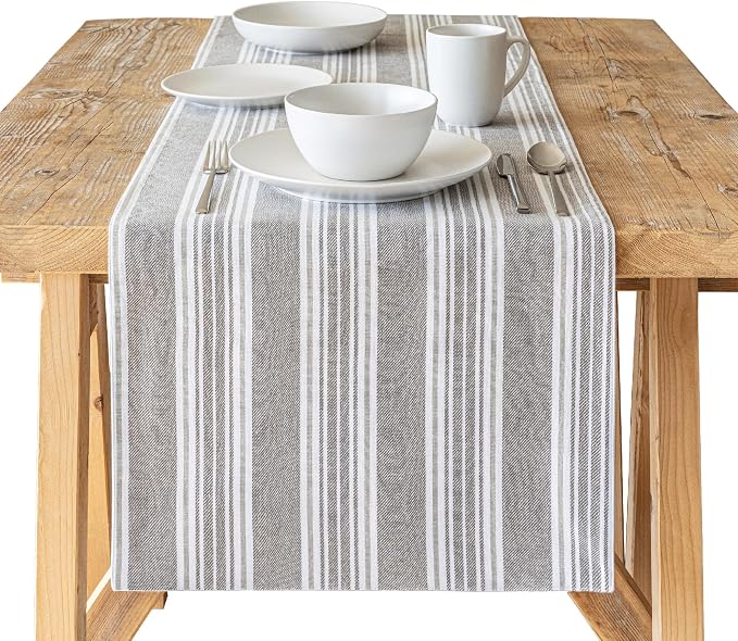 Over&Back 18x90 Woven Striped Table Runner by overback